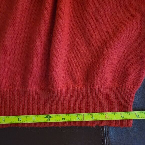 Embellished Shoulder Appliques Vintage Cashmere Blend Bright Red Sweater - Picture 13 of 15